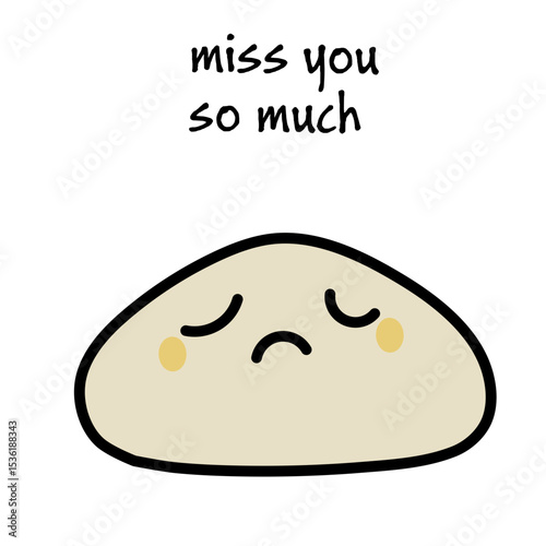 Miss you so much hand drawn vector illustration in cartoon comic style mochi sad