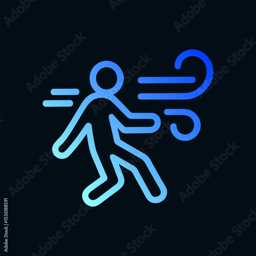 Windy escape outlined in blue. Icon symbol illustration