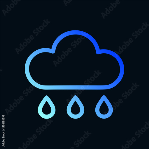 Rain cloud in blue hue. Icon symbol illustration