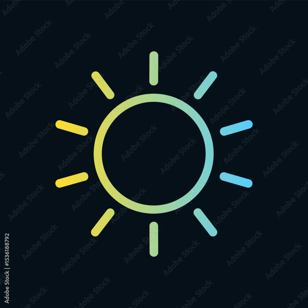 Radiant light symbol against a dark backdrop. Icon symbol illustration Radiant light symbol against a dark backdrop. Icon symbol illustration