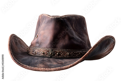 Wellworn leather hat resting against darkness