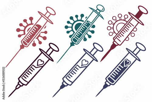 set of Medical Syringe silhouette vector illustration