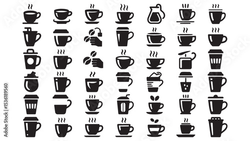 Extensive Collection of Coffee and Tea Cup Icons 40+ High-Quality Vector Illustrations for Design Projects