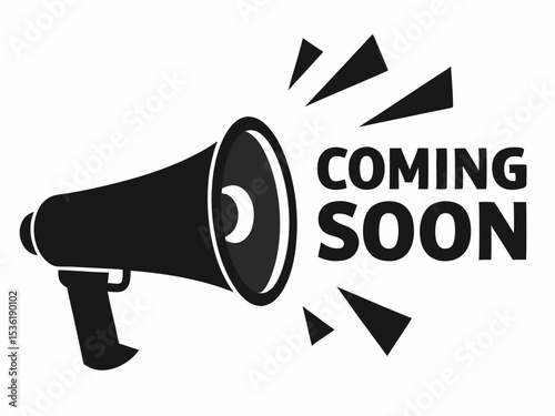 megaphone is announcing coming soon silhouette on white background, perfect for marketing and advertisement vector design