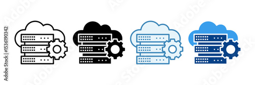 Data Center  Icon Set Multiple Style Collection