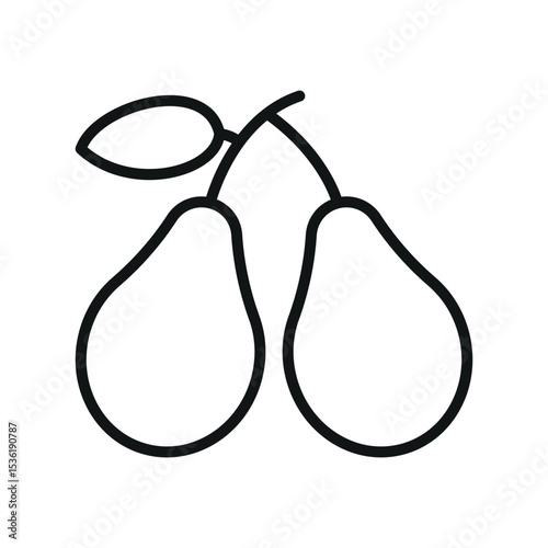 Outline pear icon, ideal for diet, fruit, organic shop, or meal planning tools.