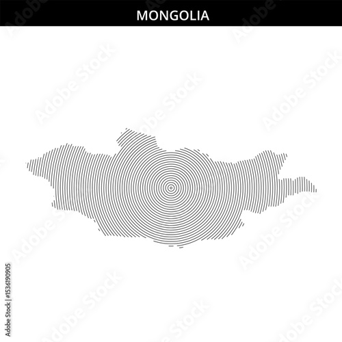 Artistic representation of Mongolia with concentric circles