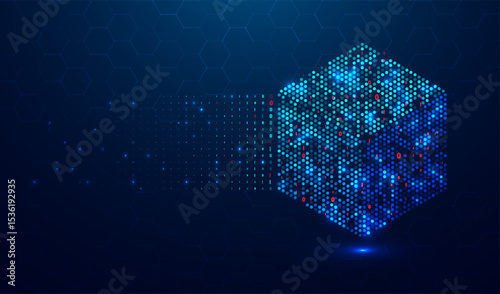 Abstract big data visualization. Big data code representation. Futuristic network or business analytics. Graphic concept for your design