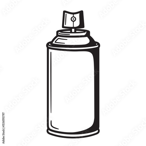 Vector illustration of a single black and white spray paint can silhouette perfect for design projects and creative concepts