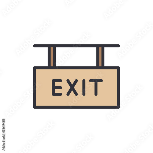 Conceptual Exit Sign Hanging With A Transparent Background Element