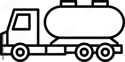 Tanker Truck Line Icon: Fuel, Water, Chemical Transport Vehicle Symbol