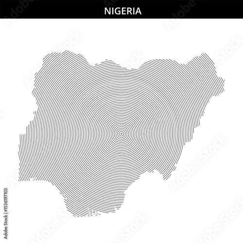 Unique artistic representation of Nigeria with concentric lines