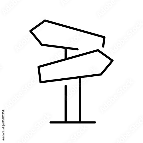 Editable stroke line icon of road sign isolated on transparent background flat vector illustration