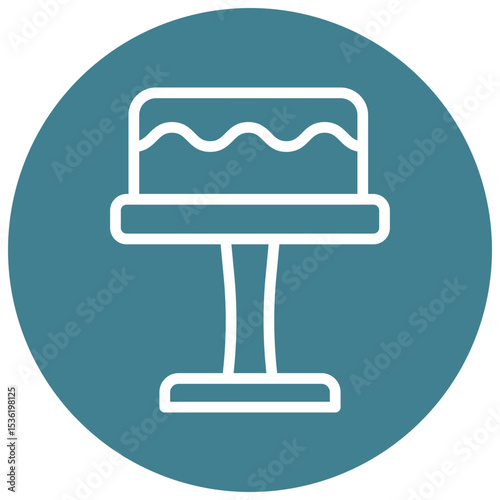 Birthday Cake Topper Vector Line White Circle Red