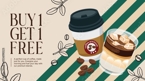vector illustration of coffee, cafe shop, background and banner template design, food and drink concept, poster and promotion, vector illustration