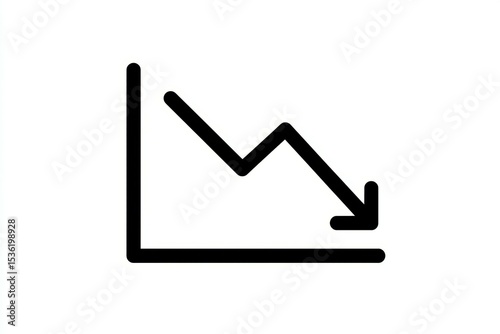 Black line downward graph icon representing decrease in trends