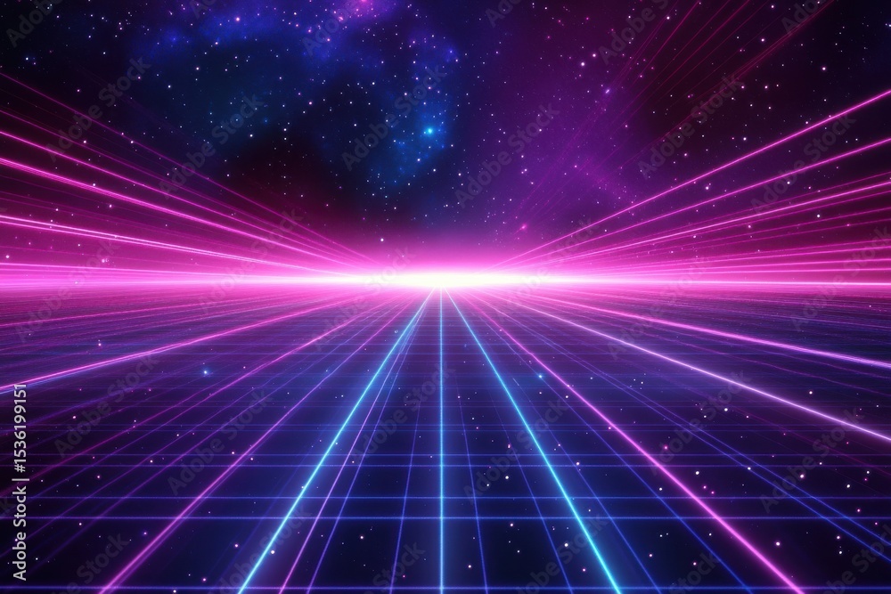 Obraz premium A bright purple and blue sky with a lot of stars. The sky is filled with a lot of stars and the colors are very bright.