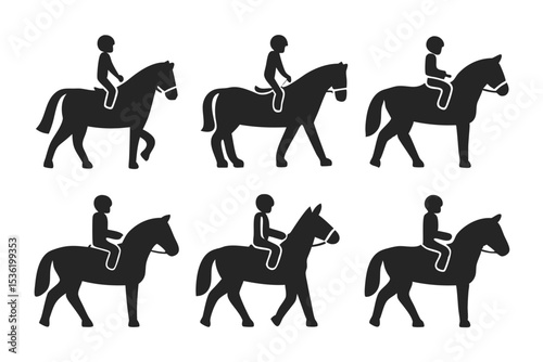 set of Horse Riding icon silhouette vector illustration