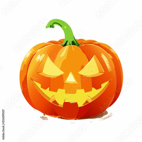Friendly Halloween pumpkin with a glowing face, perfect for autumn posters, social posts, or kids’ party invites
