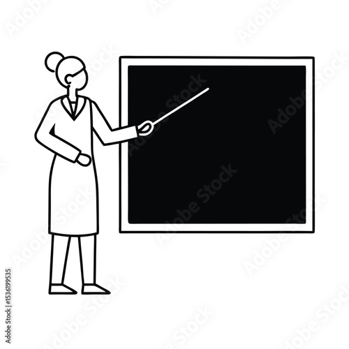 Educator pointing at a chalkboard illustrating a lesson or educational concept perfect for teaching learning and school related projects