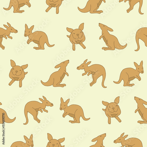 Vector Kangaroo Seamless Pattern Background for Print Fabric Surface Fashion Wrapping