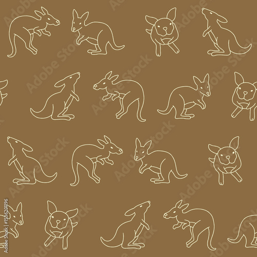 Outline Vector Kangaroo Seamless Pattern Background for Print Fabric Surface Fashion Wrapping