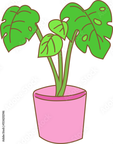 hanging ivy with wooden ring vector illustration for botanical interior design, hand-drawn projects, or cozy decor
