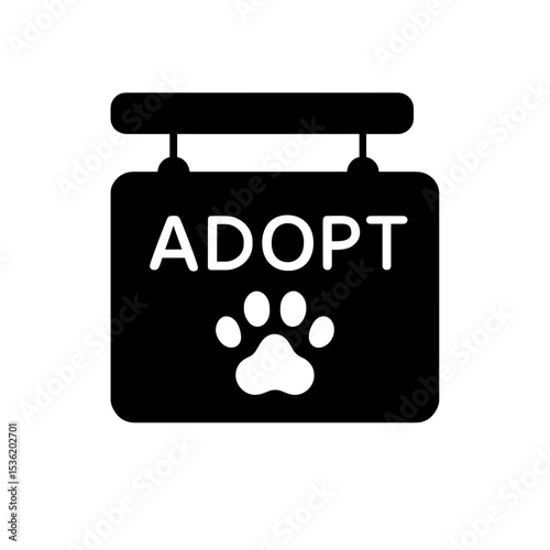 Adopt sign with paw – represents pet adoption campaign, solid icon