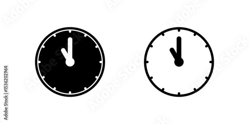 An eleven oclock analog clock icon, ideal for time management, deadlines, events, and business presentations.