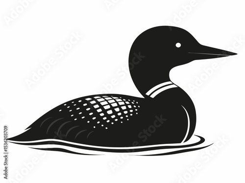 Loon silhouette, Common loon icon silhouette vector illustration