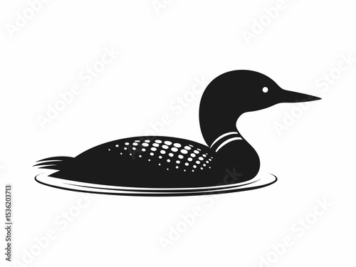 Loon silhouette, Common loon icon silhouette vector illustration