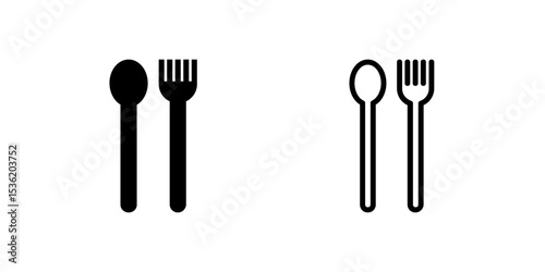 A set of cutlery icons including fork, knife, and spoon, ideal for dining, restaurant, kitchen, and food related services.