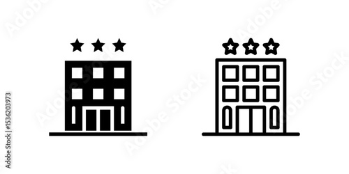 A three star hotel rating icon, useful for indicating hotel quality, hospitality, and accommodation services.
