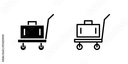 A luggage cart or trolley icon, ideal for airport, hotel bell service, travel, and baggage handling.