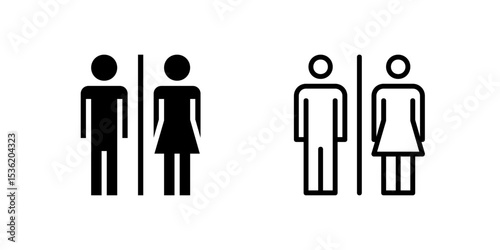 A restroom or public toilet icon, essential for navigation, public facilities, hotel amenities, and accessibility.