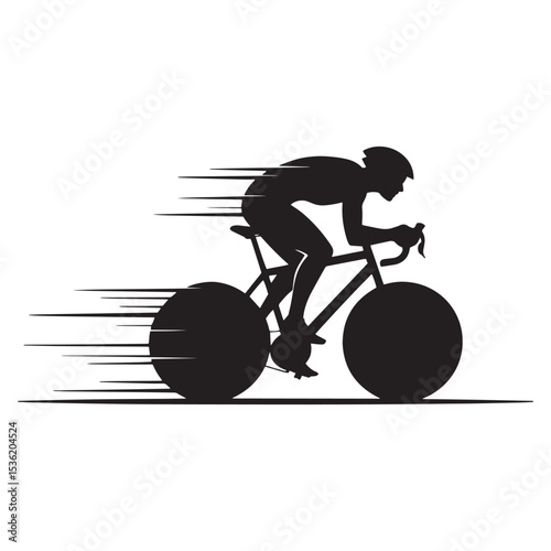 Speed Cyclist Silhouette Vector – Racing Bicycle Motion Design