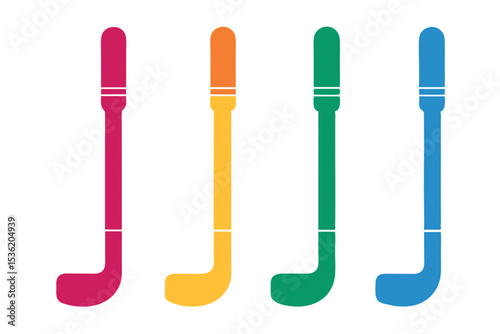 set of Hockey Sticks icon silhouette vector illustration