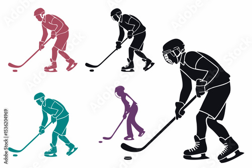 set of Hockey Sticks silhouette vector illustration