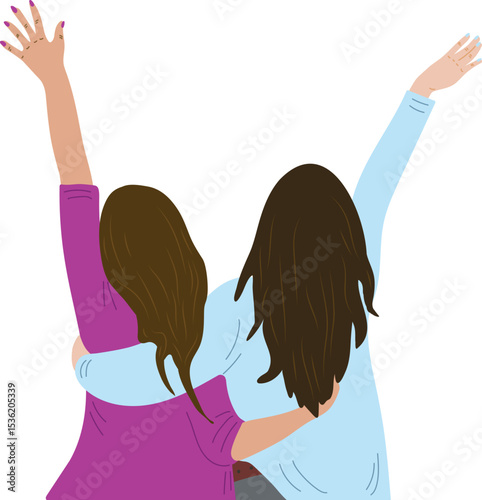 International friendship day, friends hugging each other and celebrating , vector illustration