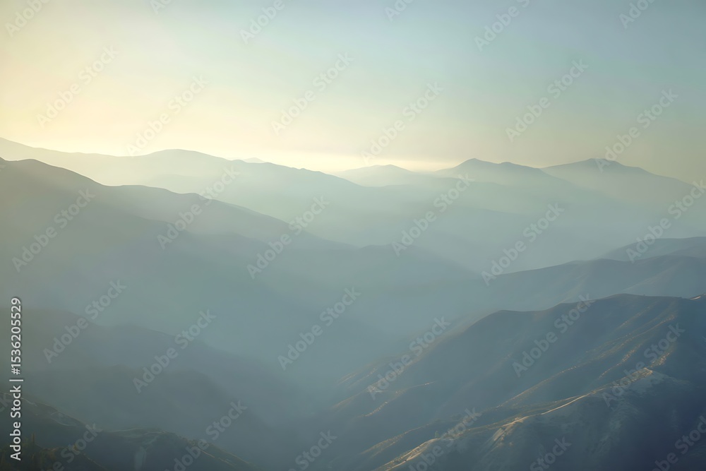 Fototapeta premium Mountain ridges disappearing into hazy distance