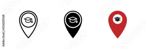A school location map pin icon, versatile for representing educational sites, school addresses, and navigation.