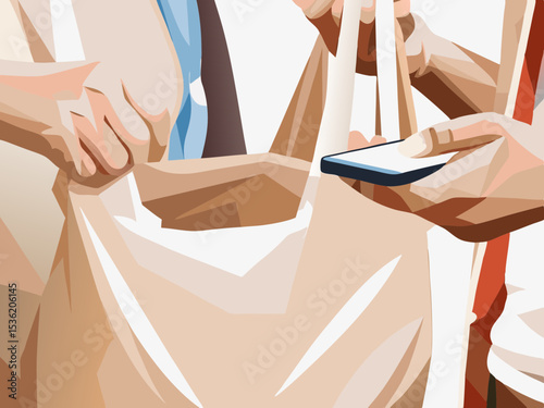 Grocery shopping with mobile payment, a modern retail experience