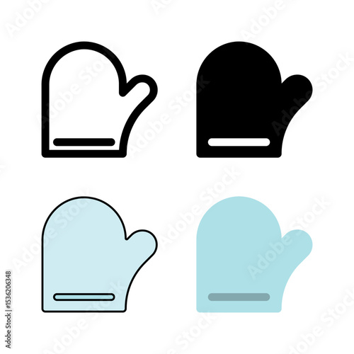 An oven mitt or cooking glove icon set, ideal for kitchen safety, baking, and handling hot items.