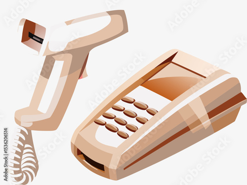 POS system equipment, beige color scheme, for retail business use