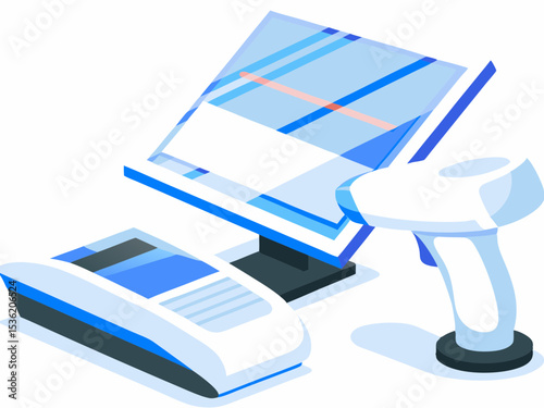 Point of Sale System, modern design, blue tones, for business use
