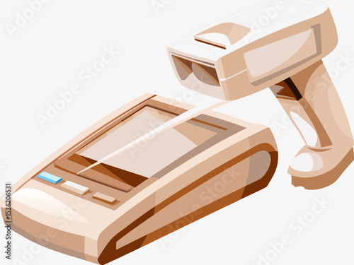 Point of sale system, retail technology, beige tones, for business websites