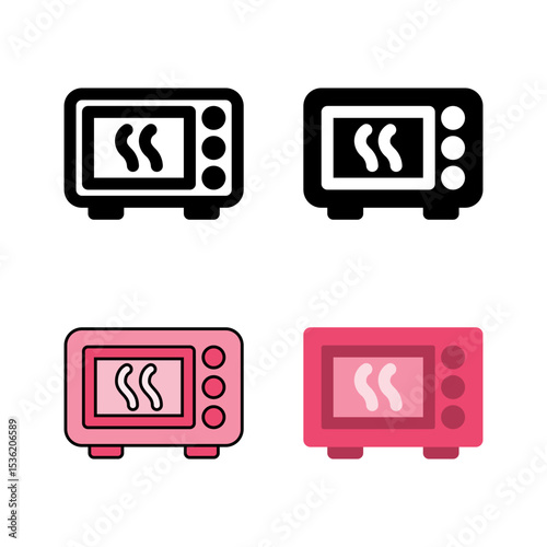 A microwave oven icon set, versatile for quick heating, reheating food, kitchen appliances, and modern cooking.