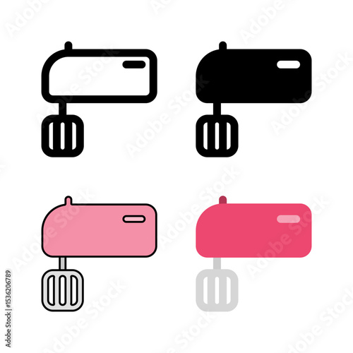 A kitchen mixer appliance icon set, representing baking, blending, and food preparation.