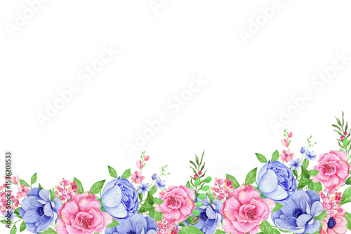 Watercolor flowers background vector for design.