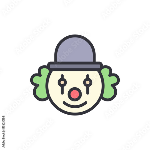 Illustration Of A Clown's Face With Minimalist Details And Light Colors
